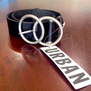 NWT Urban Outfitter 100% leather black belt with silver buckle.  Sz: small
